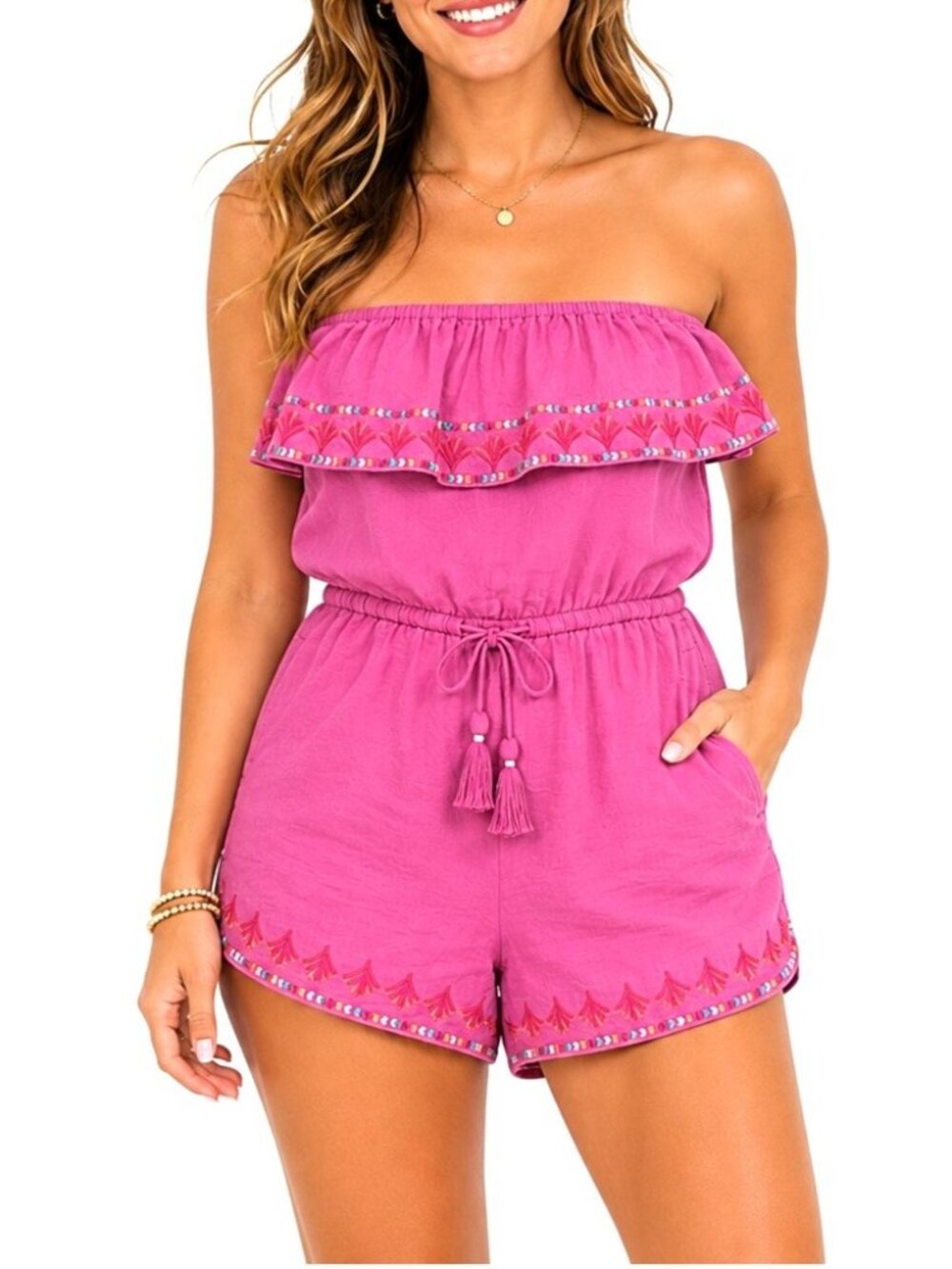 Vineyard Vines Romper Womens XXS Pink Linen Blend Embroidery Beach Pool Yacht